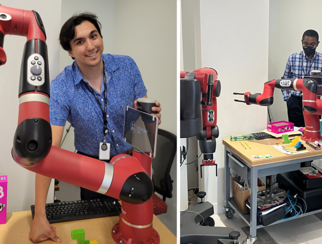 GEM interns with robot